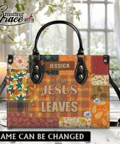 Autumn Fall For Jesus He Never Leaves - Leather Handbag L