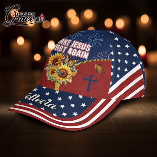 American Flag Make Jesus First Again - Classic Cap - Image 2