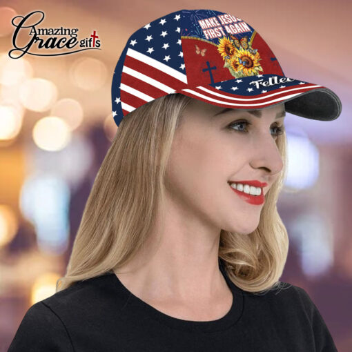 American Flag Make Jesus First Again - Classic Cap - Image 4