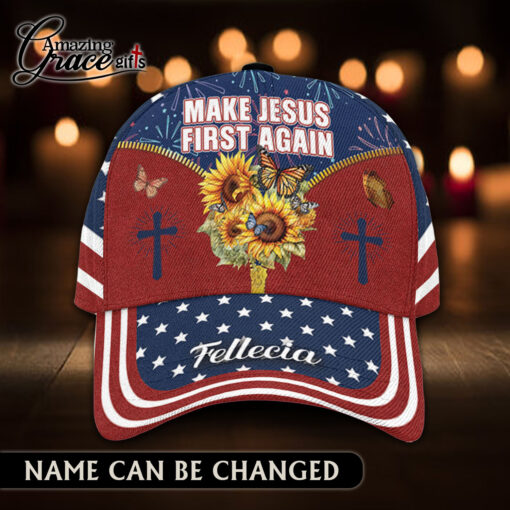 American Flag Make Jesus First Again - Classic Cap
