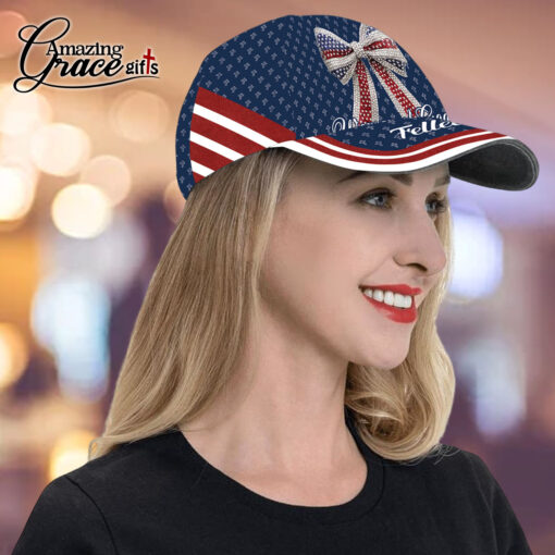 American Flag Cute Coquette Jesus Christ Cross - Classic Cap - Image 4