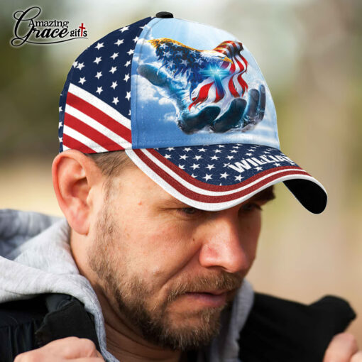 American Flag Mighty Eagle Make Jesus First Again - Classic Cap - Image 4