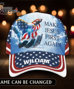 American Flag Mighty Eagle Make Jesus First Again - Classic Cap
