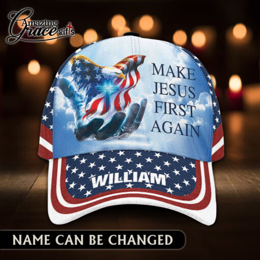 American Flag Mighty Eagle Make Jesus First Again - Classic Cap