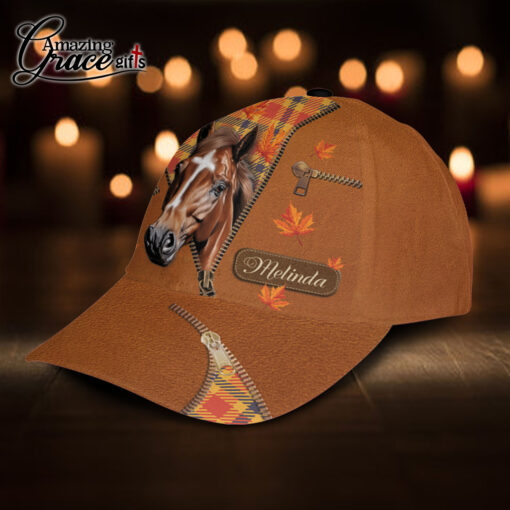 Autumn Fall Jesus Christ Horse Fall In Jesus He Never Leaves - Classic Cap - Image 2