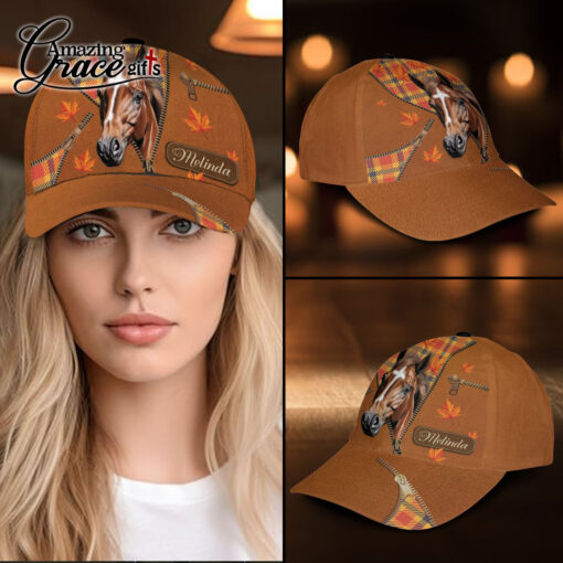 Autumn Fall Jesus Christ Horse Fall In Jesus He Never Leaves - Classic Cap - Image 3