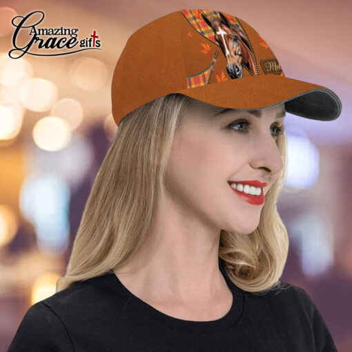 Autumn Fall Jesus Christ Horse Fall In Jesus He Never Leaves - Classic Cap - Image 4