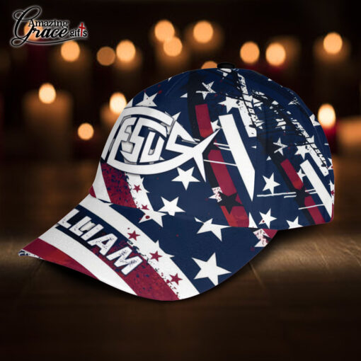 American Flag Jesus Christ Fish Patriotic Christian - Classic Cap - Image 2