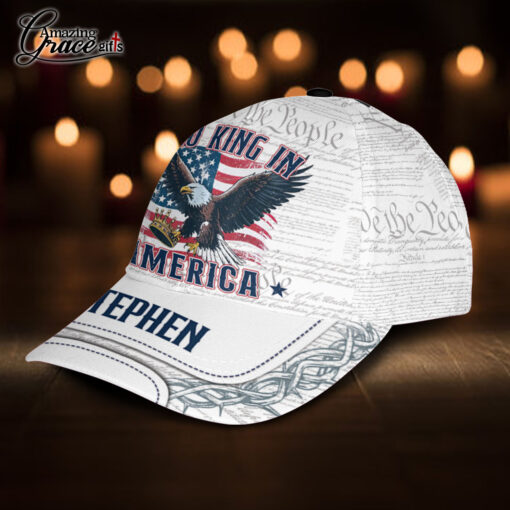 American Flag Mighty Eagle No King In America Patriotic Christian - Classic Cap - Image 2