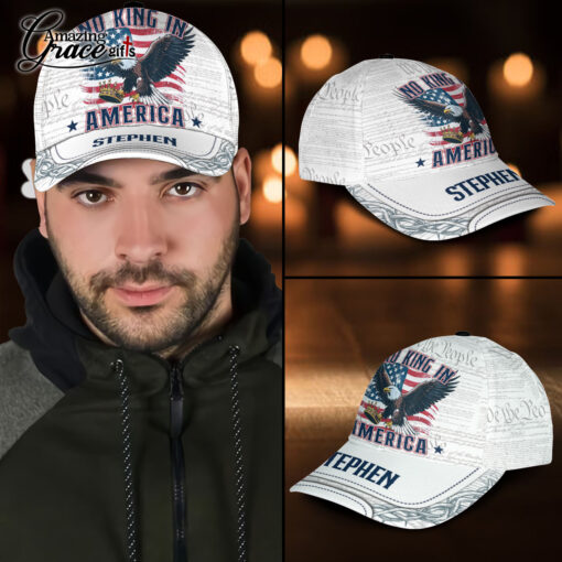 American Flag Mighty Eagle No King In America Patriotic Christian - Classic Cap - Image 3
