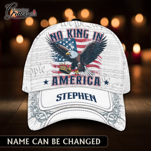 American Flag Mighty Eagle No King In America Patriotic Christian - Classic Cap