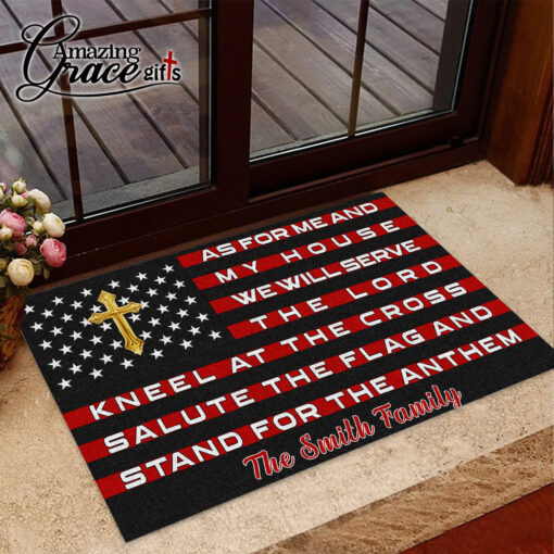 American Flag As For Me And My House We Will Serve The Lord - Doormat 45*75CM - Image 2