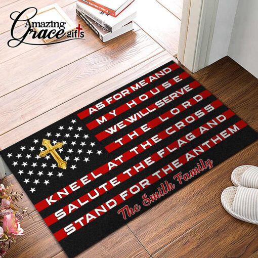 American Flag As For Me And My House We Will Serve The Lord - Doormat 45*75CM - Image 3