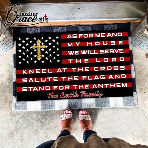 American Flag As For Me And My House We Will Serve The Lord - Doormat 45*75CM - Image 6