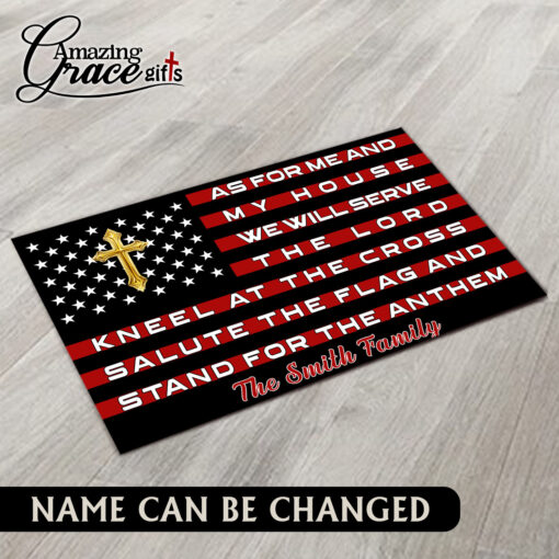 American Flag As For Me And My House We Will Serve The Lord - Doormat 45*75CM