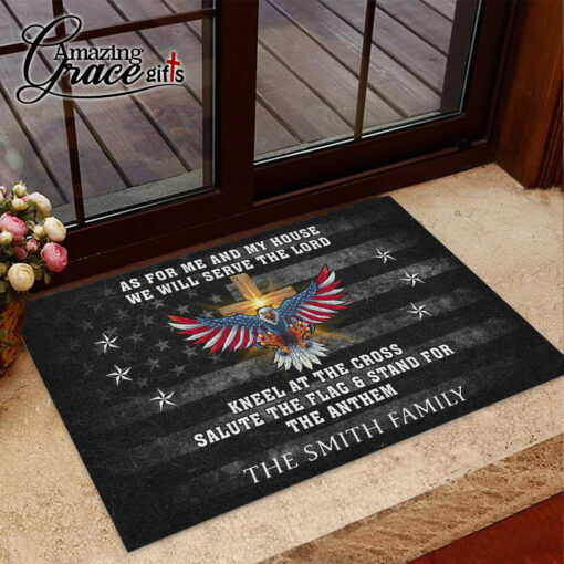 Mighty Eagle American Flag As For Me And My House We Will Serve The Lord - Doormat 60*90CM - Image 2