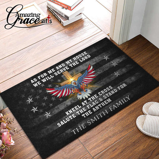 Mighty Eagle American Flag As For Me And My House We Will Serve The Lord - Doormat 60*90CM - Image 3