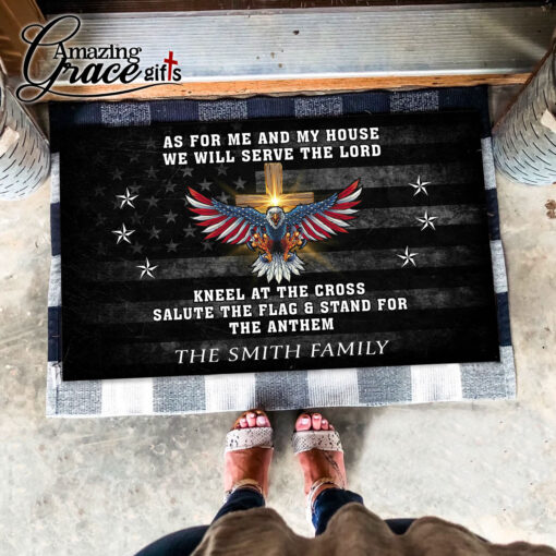 Mighty Eagle American Flag As For Me And My House We Will Serve The Lord - Doormat 60*90CM - Image 6