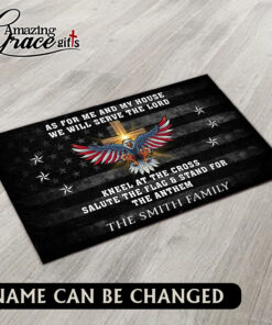 Mighty Eagle American Flag As For Me And My House We Will Serve The Lord - Doormat 60*90CM