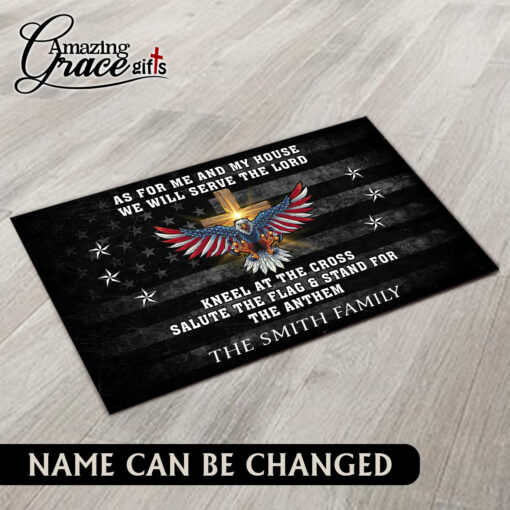 Mighty Eagle American Flag As For Me And My House We Will Serve The Lord - Doormat 60*90CM