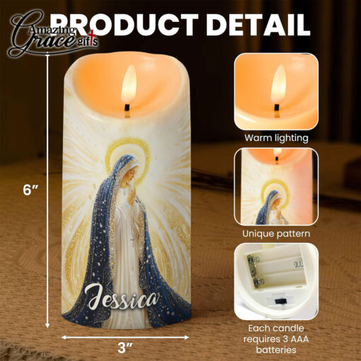 Virgin Mary Jesus Christ's Mother Amazing Grace - LED Candle - Image 5