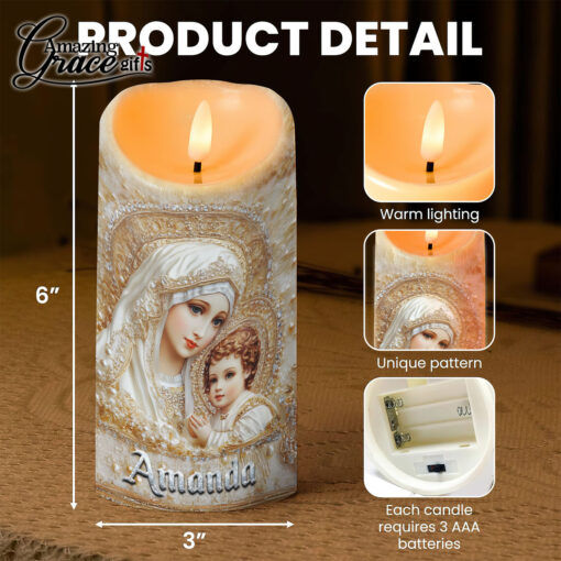 Virgin Mary Holding Baby Christ Jesus's Mother - LED Candle - Image 5