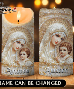 Virgin Mary Holding Baby Christ Jesus's Mother - LED Candle