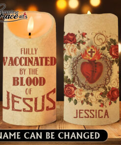 God Sacred Heart Fully Vaccinated By The Blood Of Jesus - LED Candle