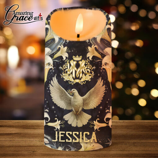 Jesus Christ Dove God Shed His Grace On Thee - LED Candle - Image 2