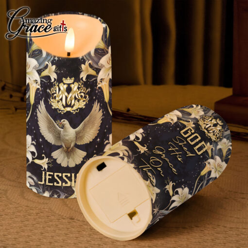 Jesus Christ Dove God Shed His Grace On Thee - LED Candle - Image 3