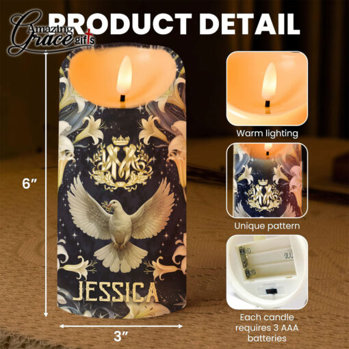 Jesus Christ Dove God Shed His Grace On Thee - LED Candle - Image 5