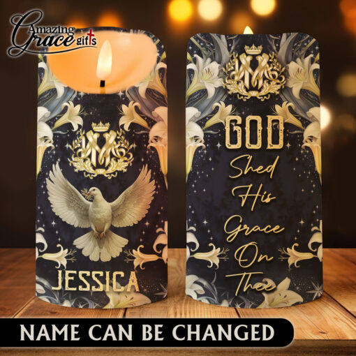 Jesus Christ Dove God Shed His Grace On Thee - LED Candle