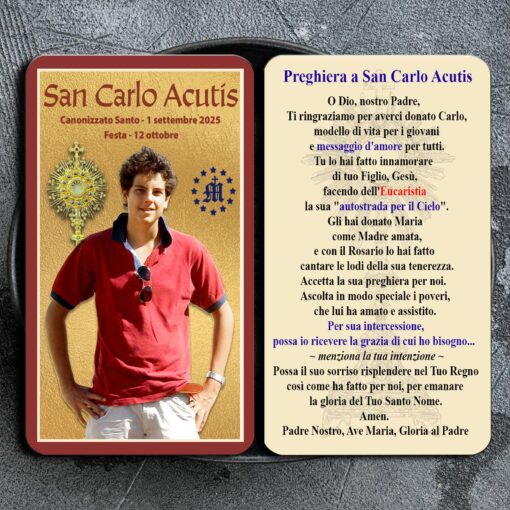 Preghiera per San Carlo Acutis - Carta Metallica Stampata - AGG2890 - Image 2